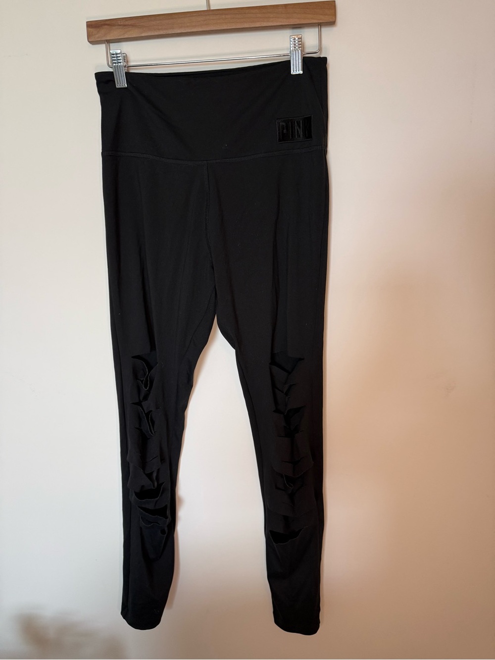 PINK Victoria's Secret Black High-Waist Leggings with Side Cutouts